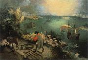 BRUEGEL, Pieter the Elder landscape with the fall of lcarus France oil painting artist